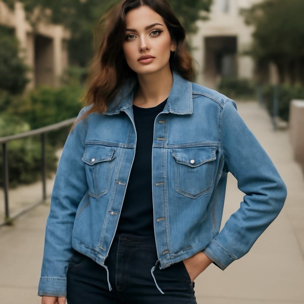 Classic Blue Denim Jacket by Rails.  Zipper and snaps